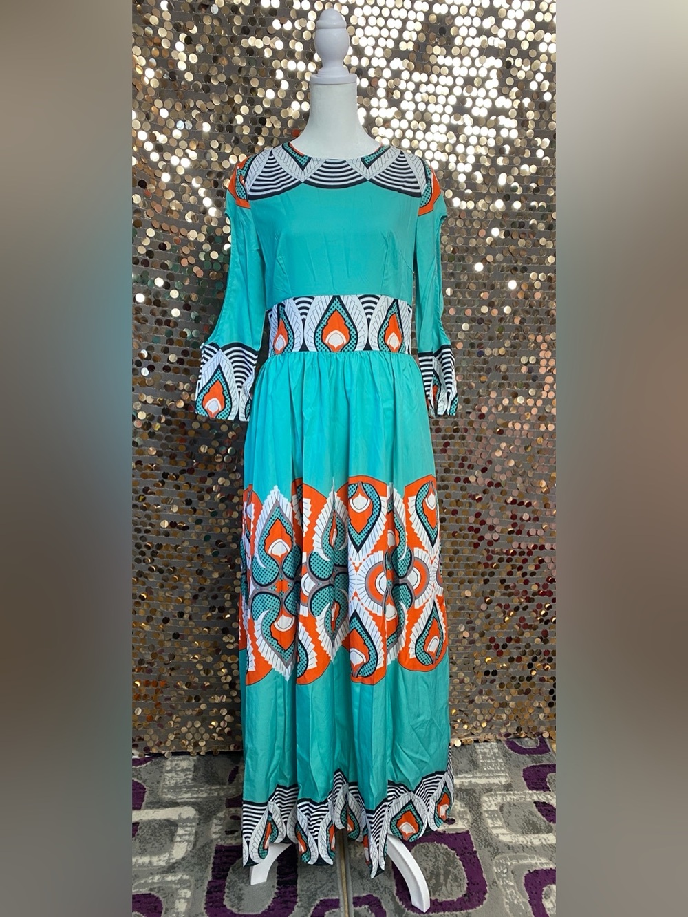 Multi-colored Printed Maxi Dress #1557